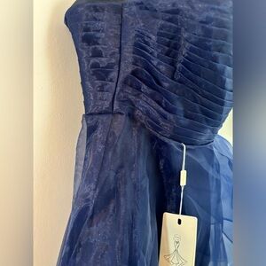 Strapless Midi Tulle Column Regular Evening Dress prl107